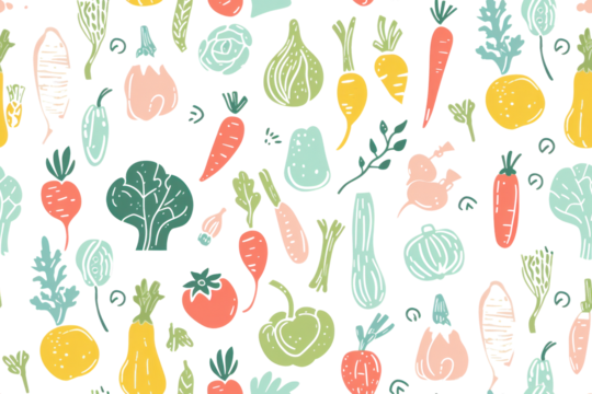 Pastel Vegetable Pattern, Seamless Design - Powered by Adobe