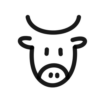 recommend clip art: Cow face simple doodle line art