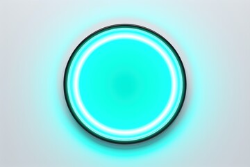 Turquoise round neon shining circle isolated