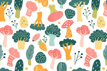 Pastel Vegetable Pattern for Versatile Design