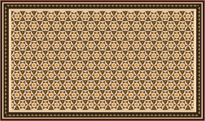 Highly Detailed Rectangular Tile With Highly Detailed Elements Of Oriental Marquetry Decorative Patterns