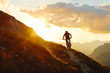 Gardinen mountainbiker in the alps during sunset  © Mathias