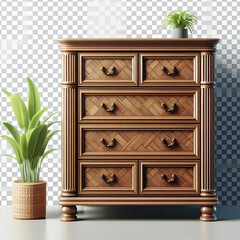 Vintage Retro Traditional Classic Antique Wooden Chest of Drawers Bureau Dresser for Interior Bedroom Wardrobe or Bathroom Dressing Living Room Cabinet ,Home Apartment  Isolated Transparent Background