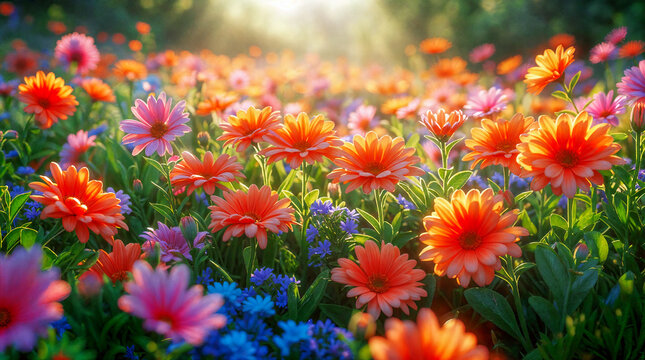 A close-up image of bright summer flowers. For covers, banners, backgrounds, wallpapers and other summer projects.