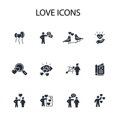 Love icon set.vector.Editable stroke.linear style sign for use web design,logo.Symbol illustration.