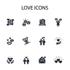 Love icon set.vector.Editable stroke.linear style sign for use web design,logo.Symbol illustration.