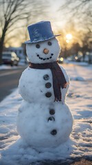 Obraz premium Snoooowman, happy snowman, winter time, winter snowman, building a snowman