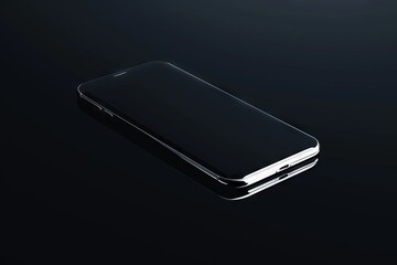 A sleek, modern smartphone, screen glowing, on a reflective black surface