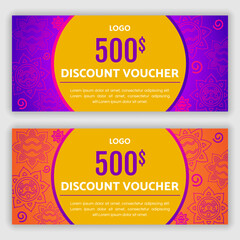 Discount voucher design. Vector illustration