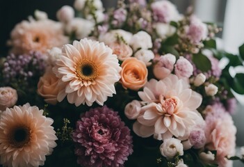 Flower Bouquet Flatlay Peach Bridal Bouquet 