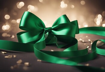 Green Satin Ribbons with Bow