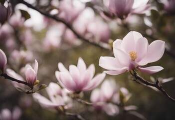 Light Purple Magnolias with Branches
