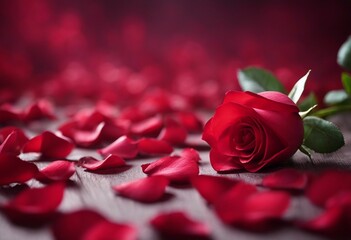 Red Rose Petals on a Wooden Floor