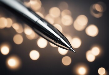 Silver Pen with Bokeh Background