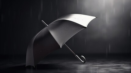 Elegant black and white umbrella on a rainy day