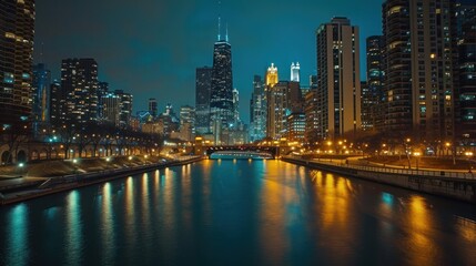 A captivating view of Chicago, with its iconic skyline and bustling city streets, embodying the spirit of urban American life