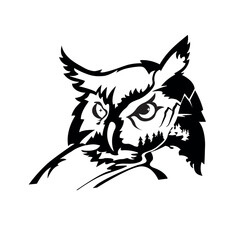 owl logo on dark background
