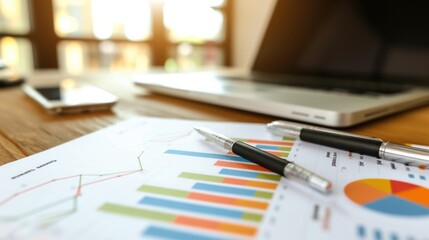 A spread of various financial charts and graphs laid out on a table, depicting an in-depth analysis of economic trends and data