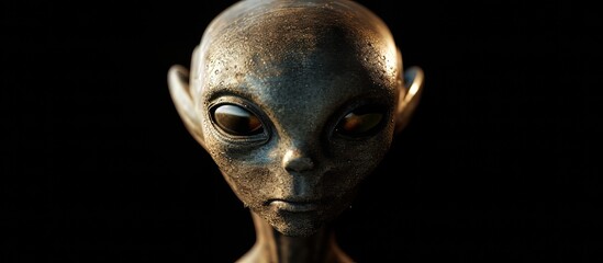 Obraz premium 3D illustration of an extraterrestrial visitor, isolated on a black background.