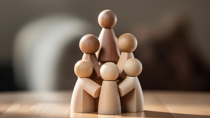 Wooden figurines symbolizing family
