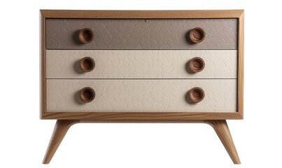 A modern oak chest of drawers with a minimalist two-tone design, perfect for a clean and contemporary bedroom.