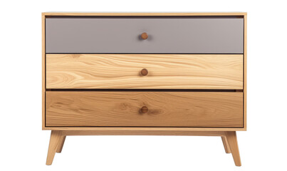 A Scandinavian-inspired chest of drawers with clean lines, ash wood finish, and a subtle grey drawer.