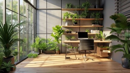 Home office with shelf