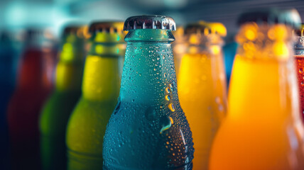 Close up of glass soda bottles