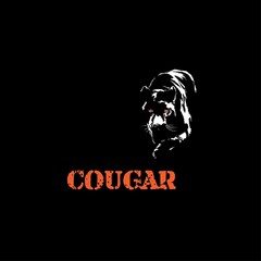 crouching cougar on a black background