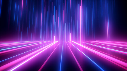 Abstraction for screensaver, background in the form of laser neon blue, red symmetrical rays