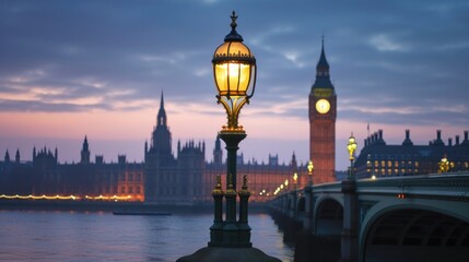 iconic lamp post on Westminster Bridge, set against the captivating backdrop of London