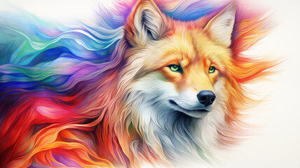 Naklejka premium Multi-colored drawing of a fox.