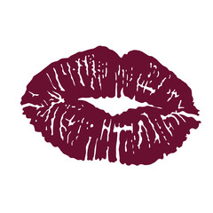 Lipstick kiss. Print of lips