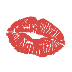Lipstick kiss. Print of lips