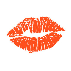 Lipstick kiss. Print of lips