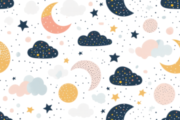 Pastel Night Sky Seamless Pattern