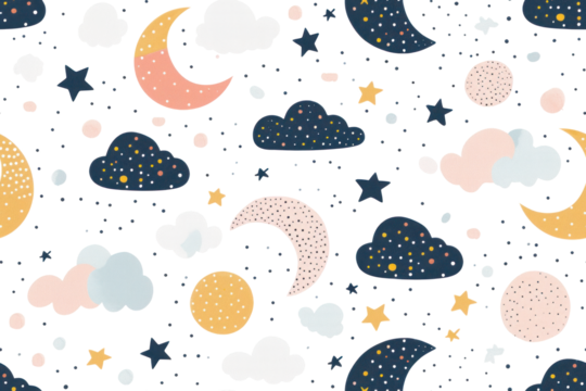 Pastel Night Sky Seamless Pattern