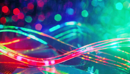 Аbstract background with glowing neon lines and bokeh lights