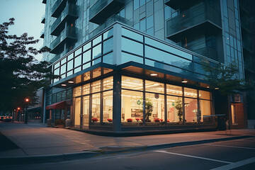 Commercial Building Fascia Logo And Signage Mockup The Exterior Wall Of A Contemporary Commercial Style Building With Aluminium Metal Composite Panels And Glass Windows For Logo And Sign Board Mockup 