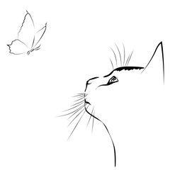 black and white sketch cat silhouette