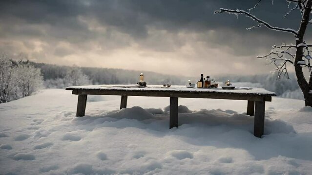 bench in the snow