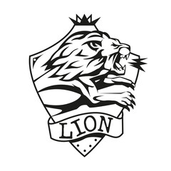 lion on the coat of arms, black and white