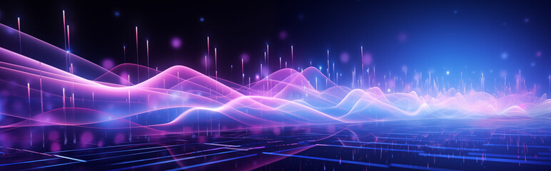 Abstraction for a screensaver, background in the form of laser neon blue, red symmetrical waves.
