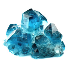 Cerulean blue papagoite crystals on white background