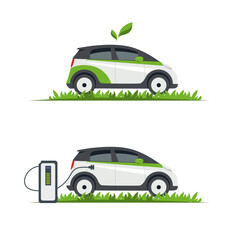 Modern electric car on a white background. Environmentally friendly transport