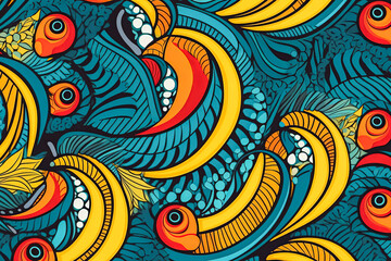 African geometric print, abstract art style seamless pattern.