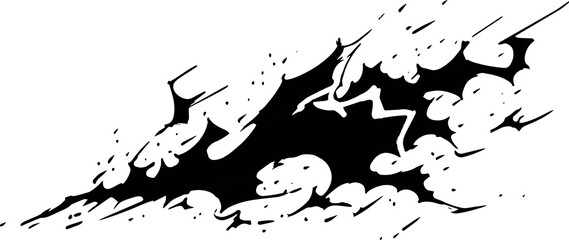 a drawing  line art comic manga effect lightning power thunder, isolate with white background generate AI