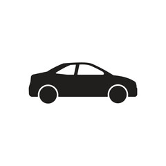 Car icon on a white background. Vector illustration of a car on a stock resource: realistic, clear outlines, profile, bright colors.