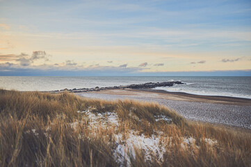 Danish coast on cold winter day. High quality photo - 730429566