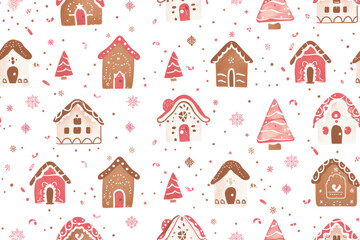 Pastel Christmas Pattern with Holiday Motifs